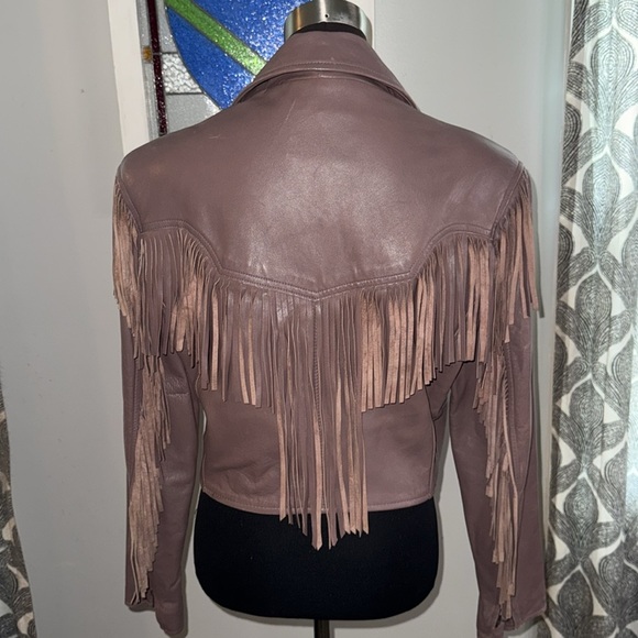 Fidelity Outerwear Buttery Soft Fringed Leather Jacket Western Dusty Purple SZ14 - Picture 6 of 10